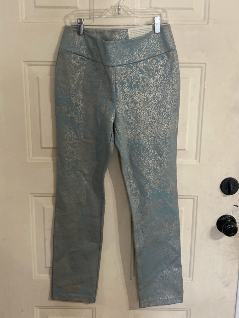 Soft Surroundings Metallic Light Blue Straight Leg Pants